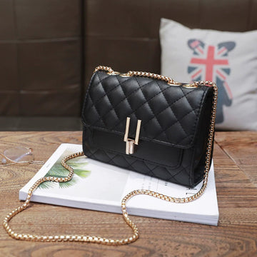 Women's Small Square Genuine Leather Crossbody Bag - Fashionable Chain Strap, Sweet Style