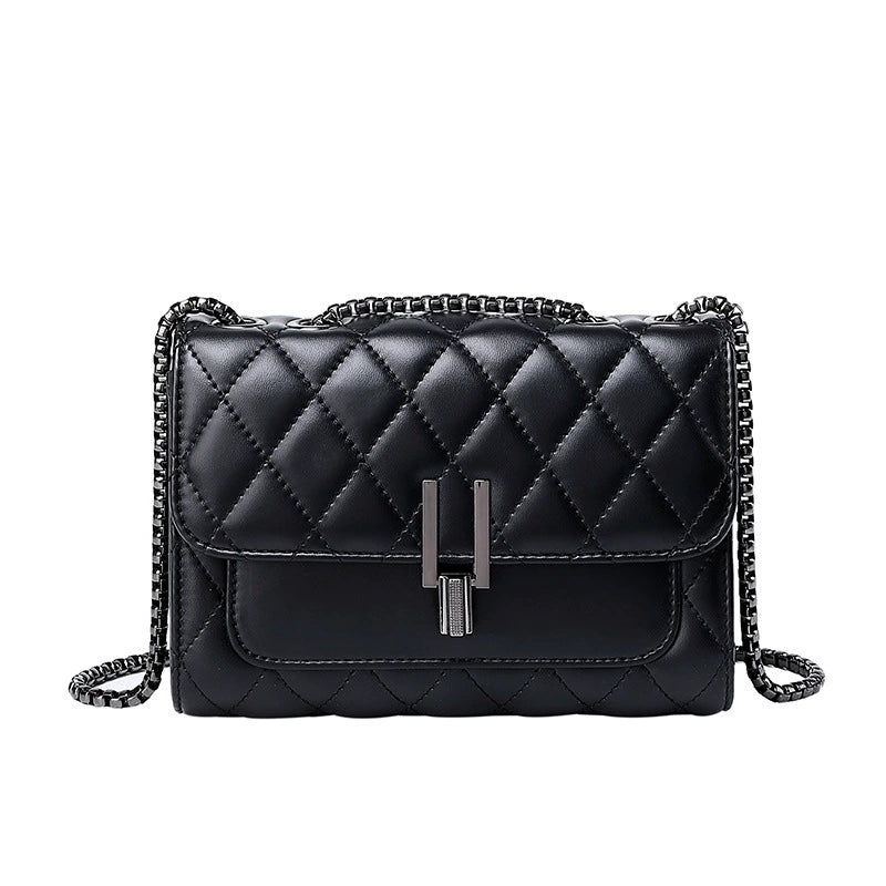 Women's Small Square Genuine Leather Crossbody Bag - Fashionable Chain Strap, Sweet Style