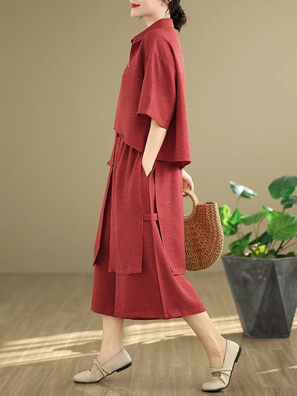 Set 2 Món Áo Bất Đối Xứng + Quần Ống Rộng Cạp Chun – Nghệ Thuật, Hè 2026