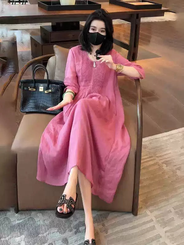 Đầm Dài Vải Tencel Cotton Dáng Rộng – Thoáng Mát Nghỉ Dưỡng Cao Cấp, Hè 2026