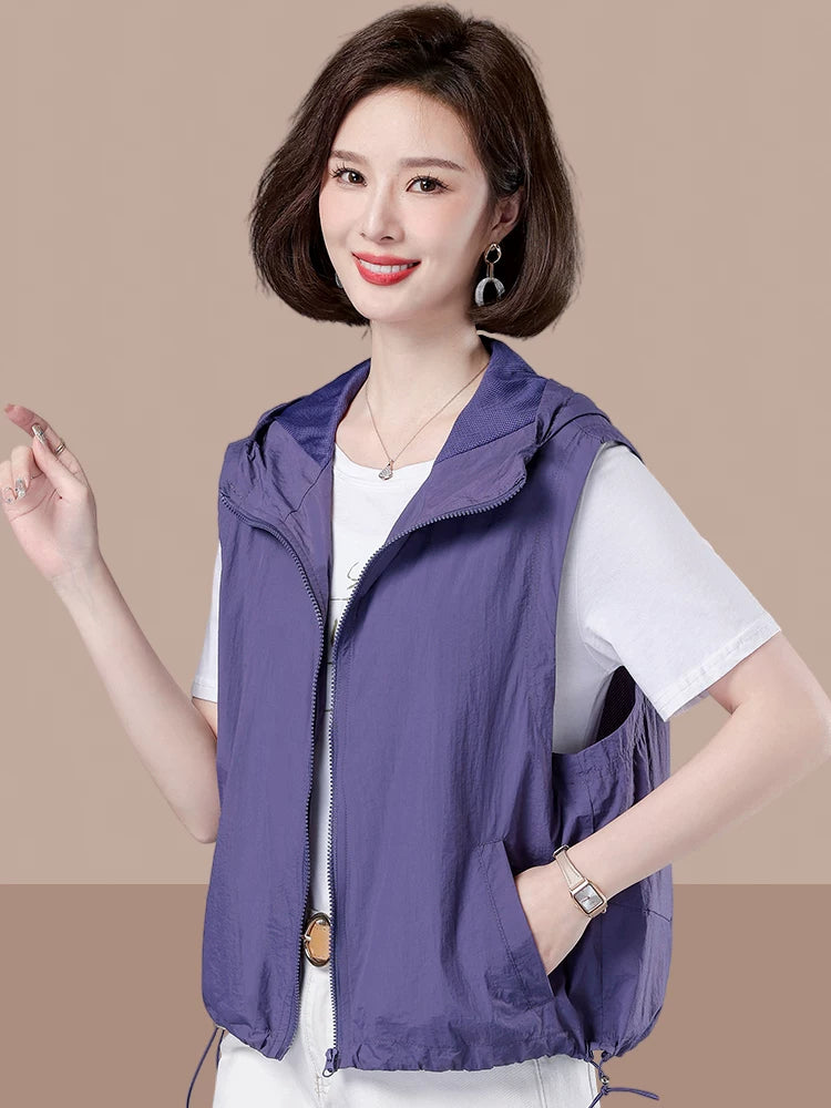 Áo Gilê Vest Có Mũ Dáng Ngắn – Mỏng Nhẹ Trẻ Trung, Hè 2026