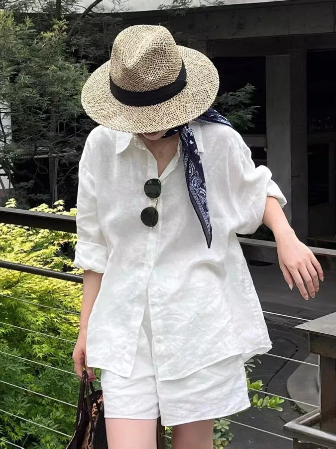 Set 2 Món Áo Sơ Mi Linen + Quần Short – Phong Cách Old Money Thư Giãn, Hè 2026