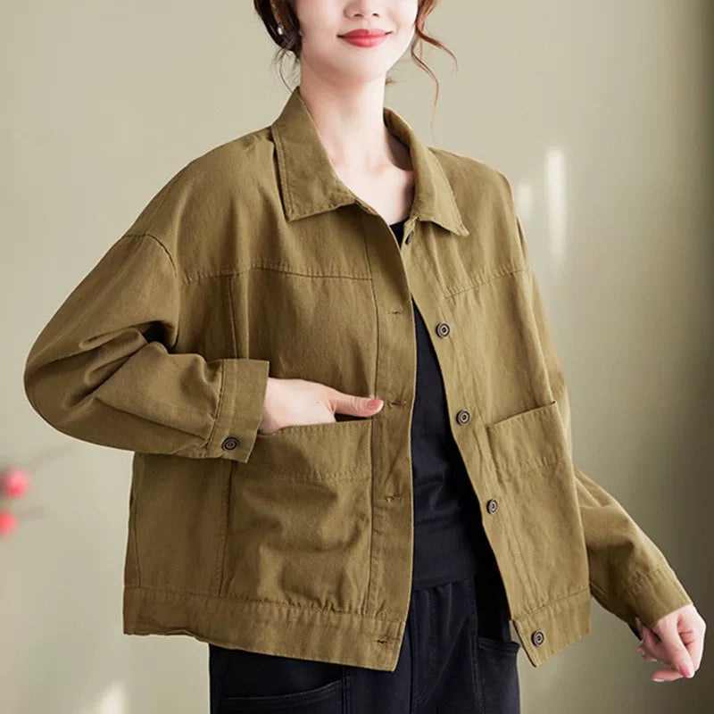 Áo Khoác Jacket Workwear Khoá Kéo – Dáng Rộng Dễ Phối, Xuân Thu 2026