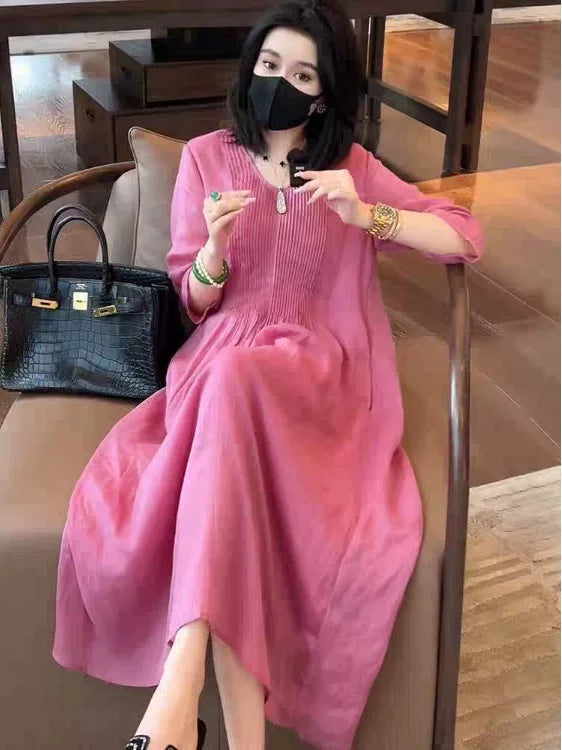 Đầm Dài Vải Tencel Cotton Dáng Rộng – Thoáng Mát Nghỉ Dưỡng Cao Cấp, Hè 2026