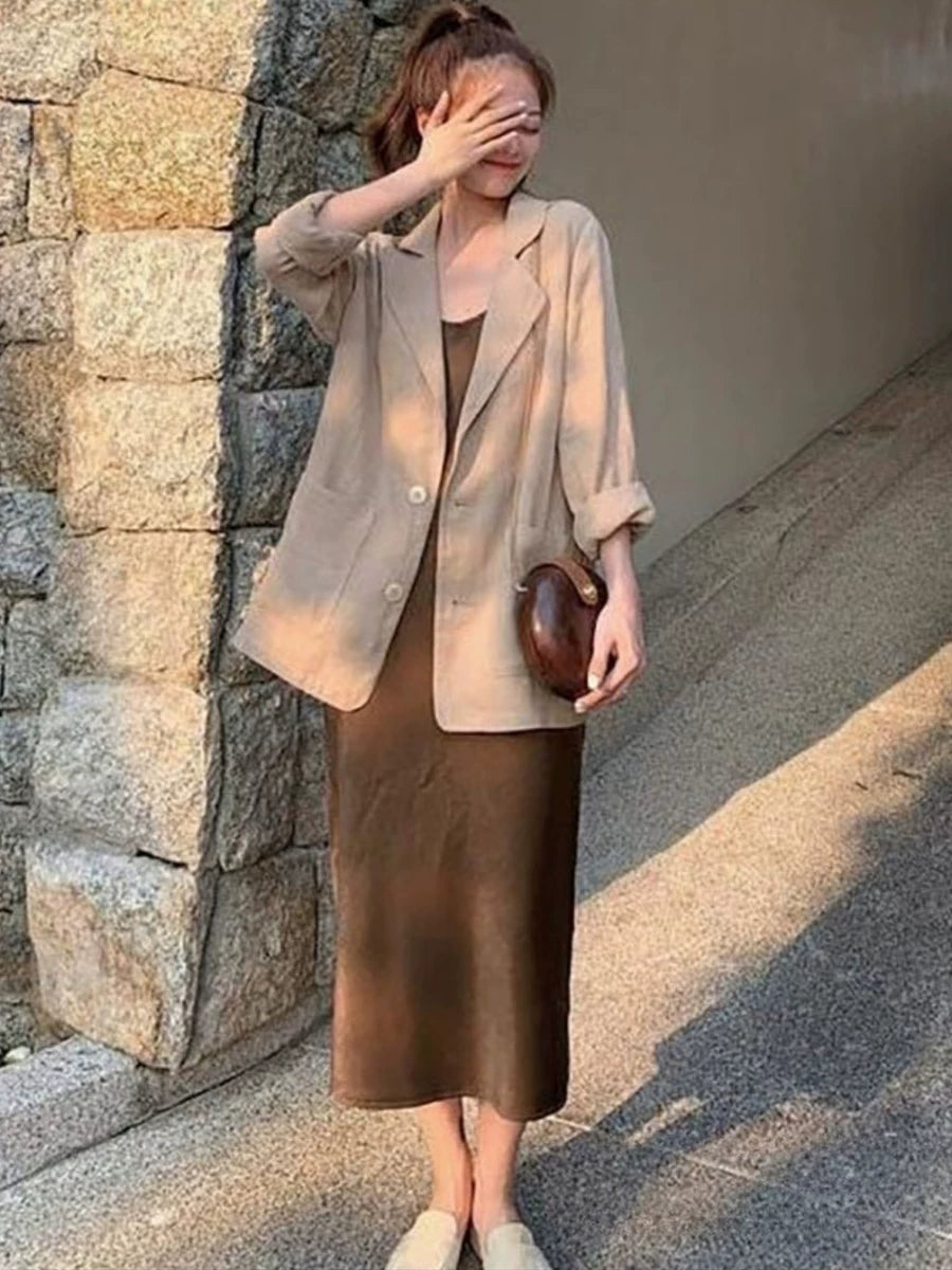 Áo Blazer Vest Cotton Linen Mỏng – Dáng Rộng Casual Chống Nắng Bigsize, Hè 2026