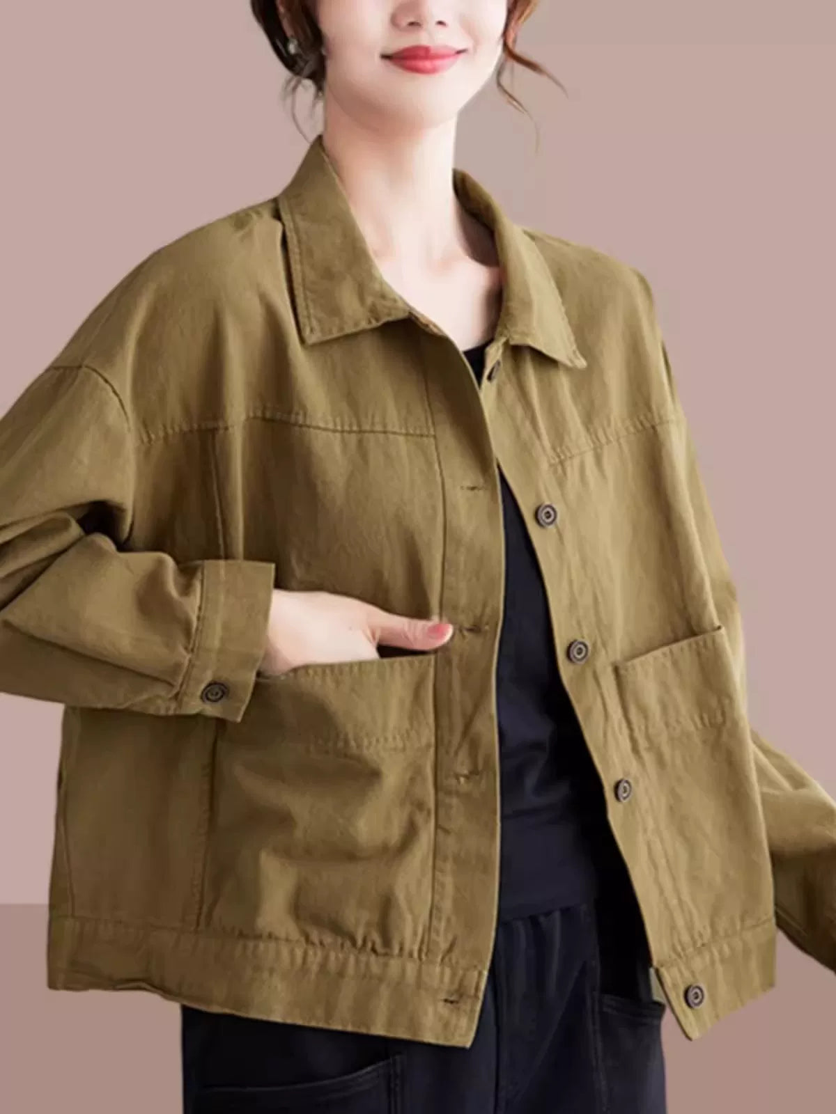 Áo Khoác Jacket Workwear Khoá Kéo – Dáng Rộng Dễ Phối, Xuân Thu 2026
