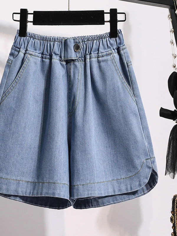 Quần Short Jean Cạp Cao Ống Rộng – Dáng Suông Bigsize, Hè 2026