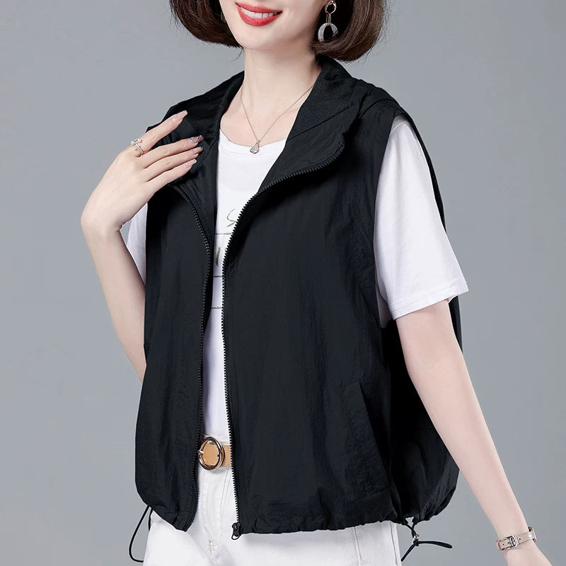 Áo Gilê Vest Có Mũ Dáng Ngắn – Mỏng Nhẹ Trẻ Trung, Hè 2026
