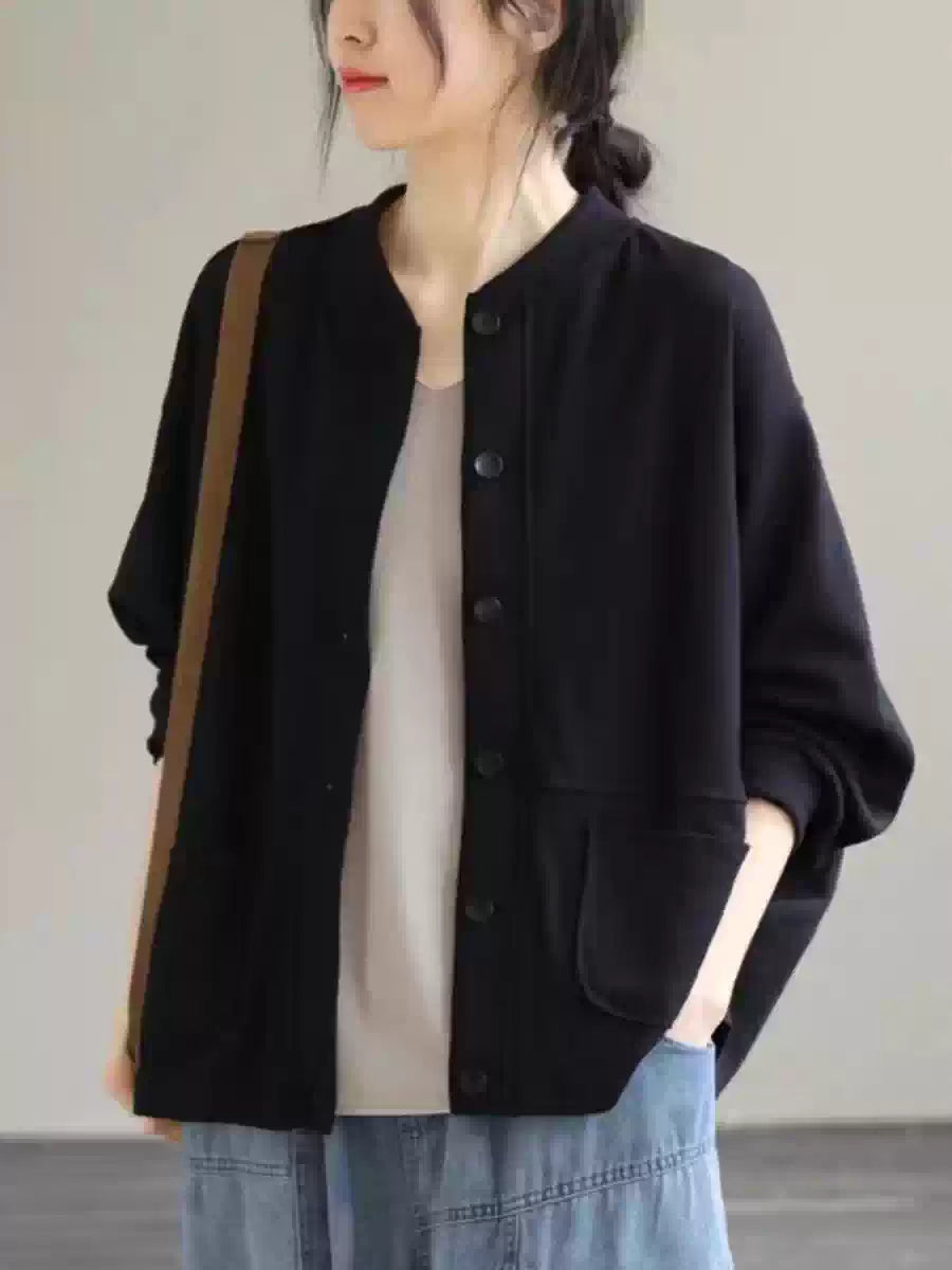 Áo Khoác Bóng Chày Nỉ Cardigan – Dáng Rộng Casual Hàn Quốc, Thu 2026
