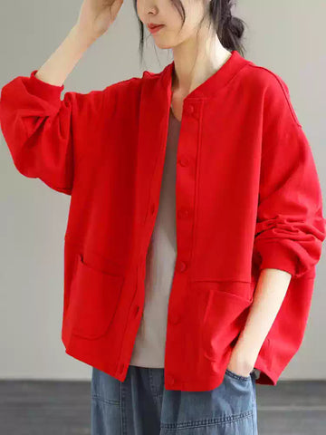 Áo Khoác Bóng Chày Nỉ Cardigan – Dáng Rộng Casual Hàn Quốc, Thu 2026