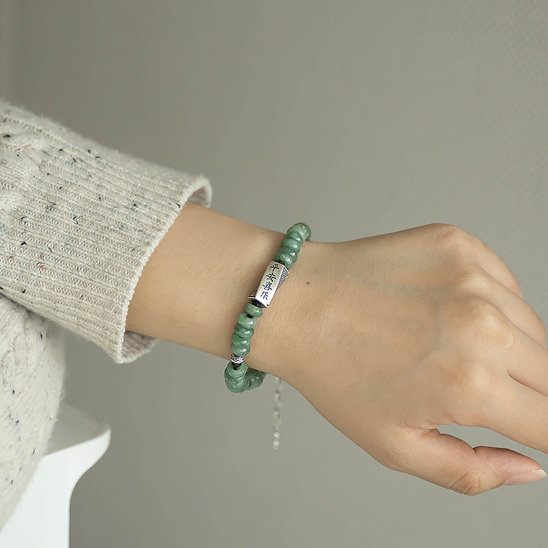 Vòng Tay Bạc 925 Ngọc Phỉ Thúy Tự Nhiên – Dệt Tay Bình An Hỉ Lạc