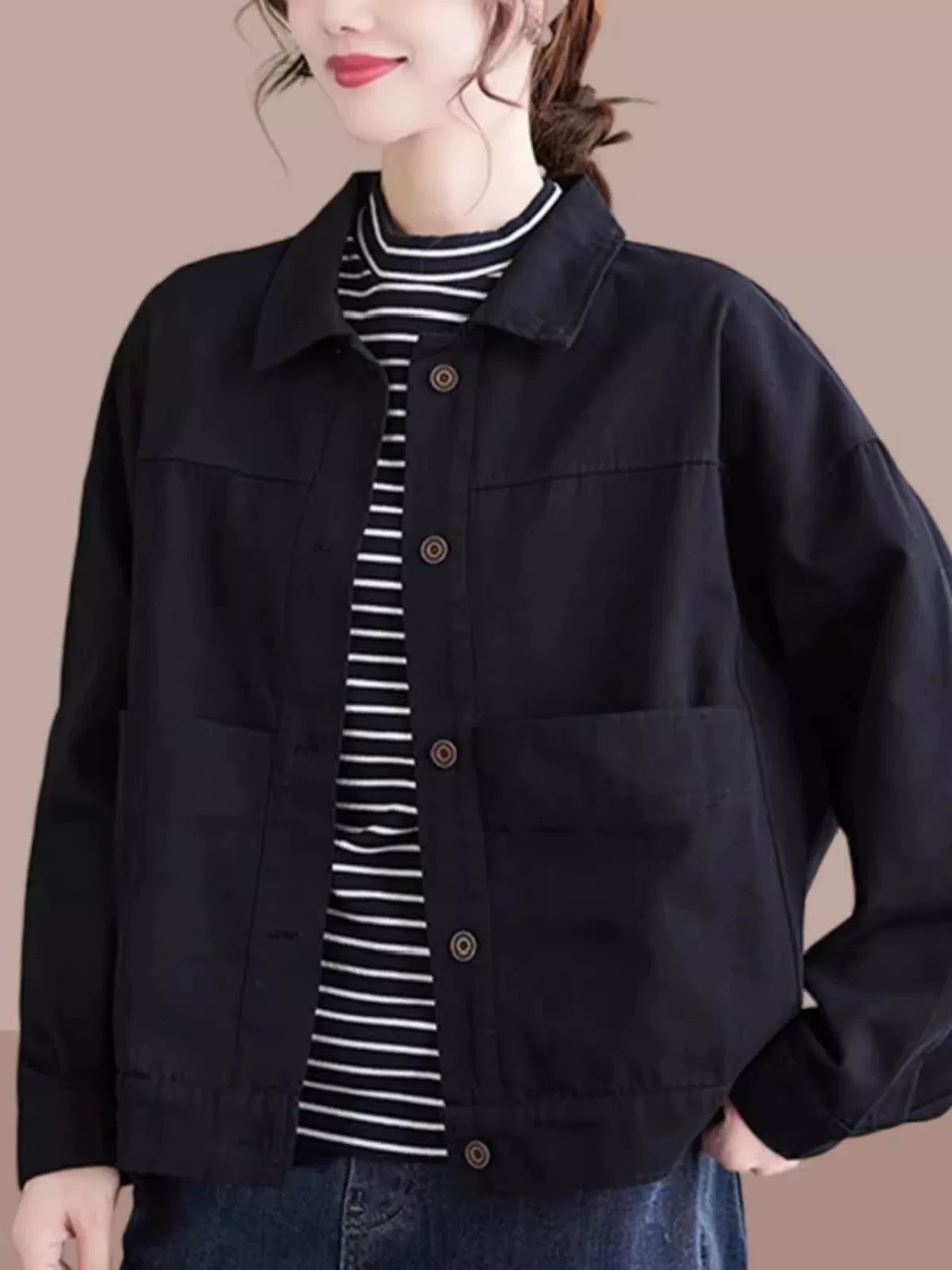 Áo Khoác Jacket Workwear Khoá Kéo – Dáng Rộng Dễ Phối, Xuân Thu 2026