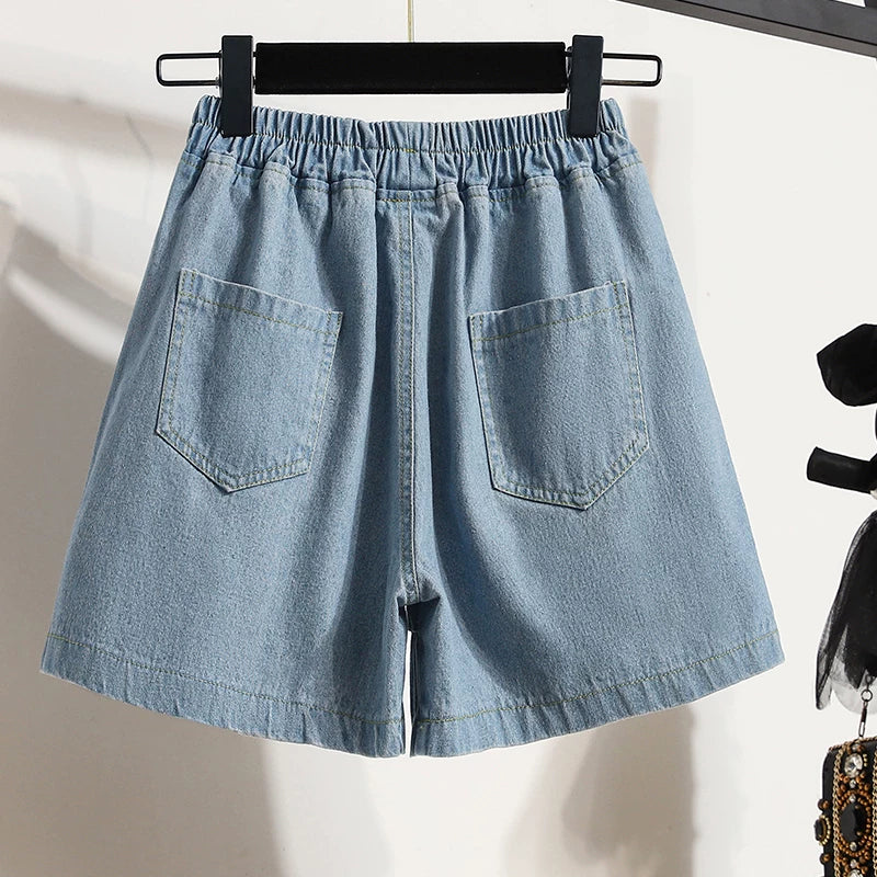 Quần Lửng Jean Wash Ống Rộng 5 Phân – Dáng Suông Bigsize, Hè 2026