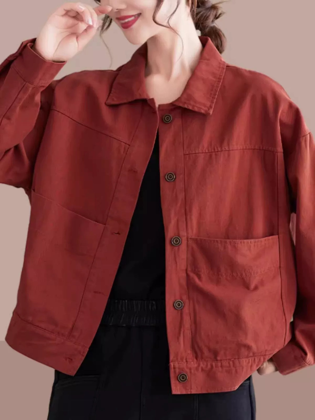 Áo Khoác Jacket Workwear Khoá Kéo – Dáng Rộng Dễ Phối, Xuân Thu 2026