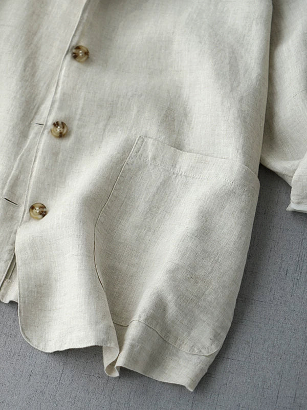 Áo Blazer Vest Ngắn Cotton Lanh Dáng Cardigan – Phong Cách Nhật Hàn, Hè 2026