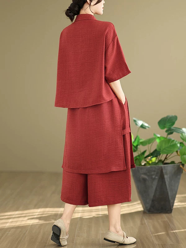 Set 2 Món Áo Bất Đối Xứng + Quần Ống Rộng Cạp Chun – Nghệ Thuật, Hè 2026