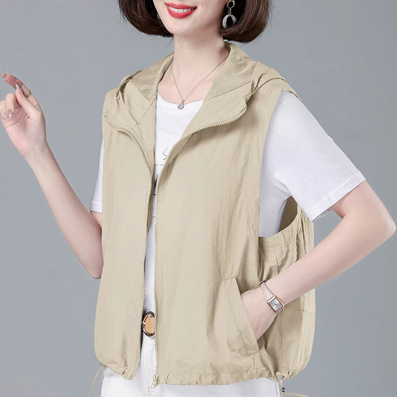Áo Gilê Vest Có Mũ Dáng Ngắn – Mỏng Nhẹ Trẻ Trung, Hè 2026