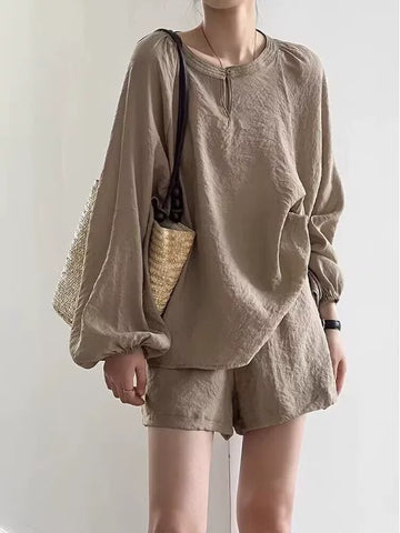 Set 2 Món Áo Sơ Mi Chống Nắng Modal + Quần Short – Casual Thoáng Mát, Hè 2026