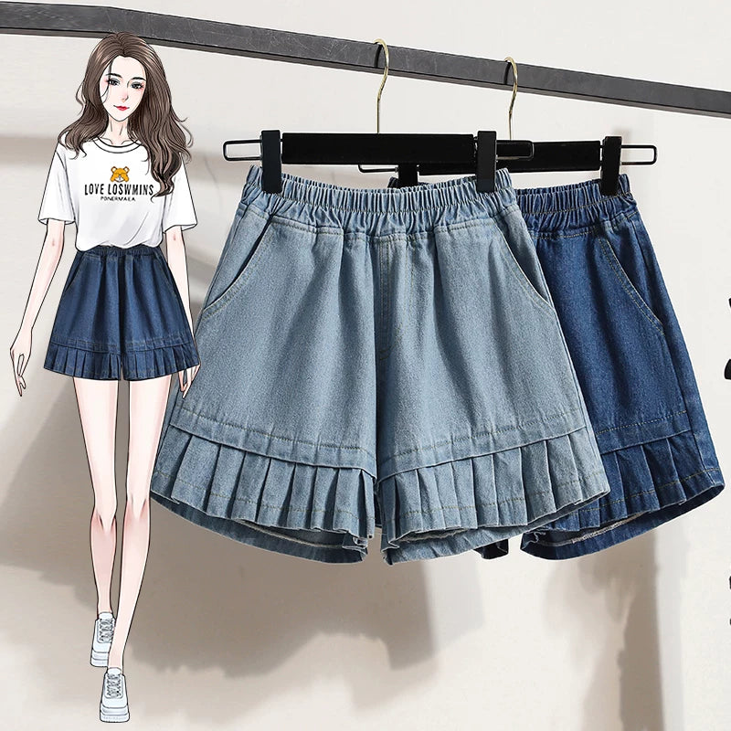 Quần Lửng Jean Wash Ống Rộng 5 Phân – Dáng Suông Bigsize, Hè 2026