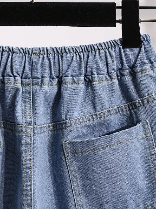Quần Short Jean Cạp Cao Ống Rộng – Dáng Suông Bigsize, Hè 2026