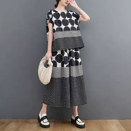 Set 2 Món Áo Chấm Bi + Chân Váy – Thanh Lịch Tôn Dáng Freesize Bigsize, Hè 2026