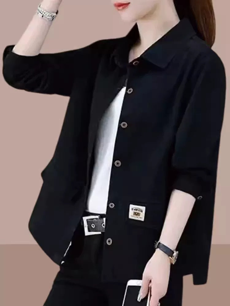 Áo Khoác Jacket Ngắn Tay Dài Phong Cách Công Sở – Dáng Rộng Thanh Lịch, Thu 2026