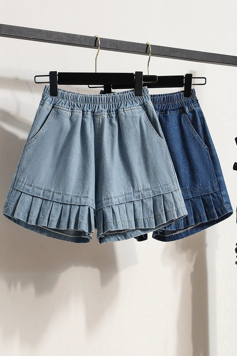 Quần Lửng Jean Wash Ống Rộng 5 Phân – Dáng Suông Bigsize, Hè 2026
