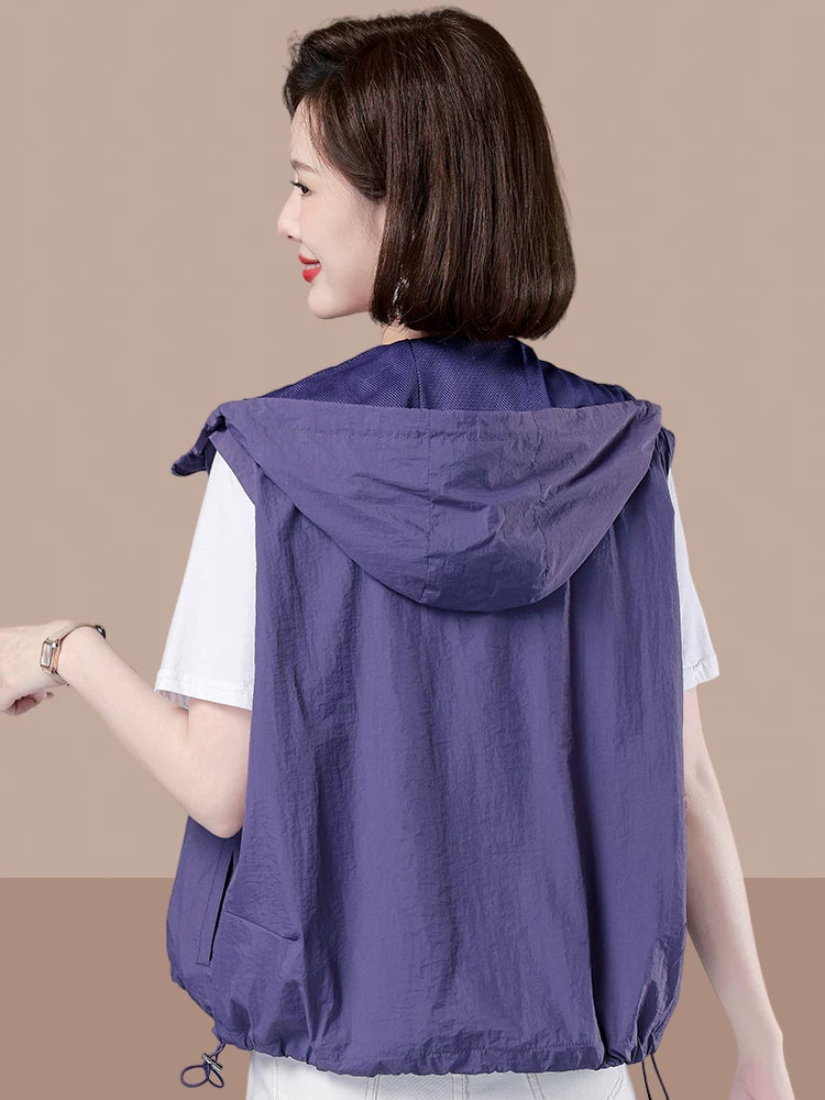 Áo Gilê Vest Có Mũ Dáng Ngắn – Mỏng Nhẹ Trẻ Trung, Hè 2026