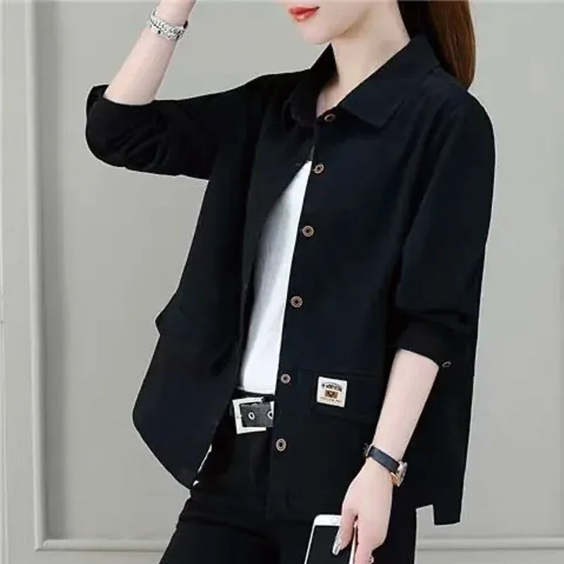 Áo Khoác Jacket Ngắn Tay Dài Phong Cách Công Sở – Dáng Rộng Thanh Lịch, Thu 2026