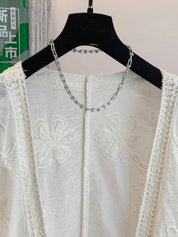 Áo Khoác Cardigan Cotton Thêu Tay Bồng Dáng Dài – Chống Nắng Freesize, Hè 2026