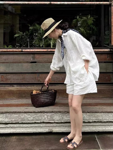 Set 2 Món Áo Sơ Mi Linen + Quần Short – Phong Cách Old Money Thư Giãn, Hè 2026