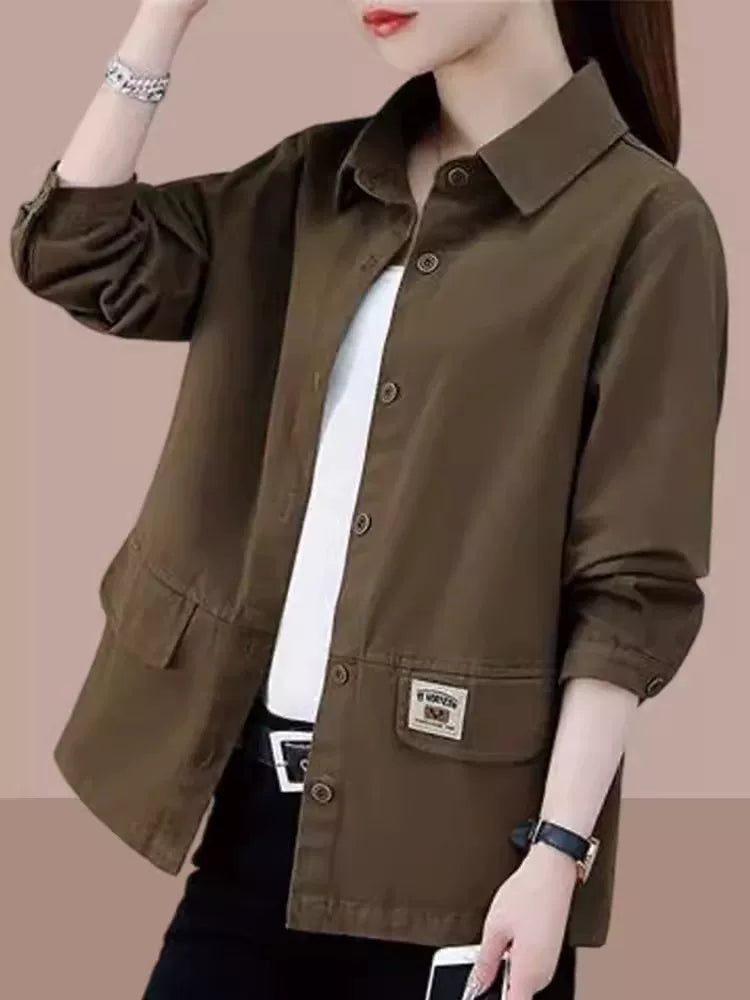 Áo Khoác Jacket Ngắn Tay Dài Phong Cách Công Sở – Dáng Rộng Thanh Lịch, Thu 2026