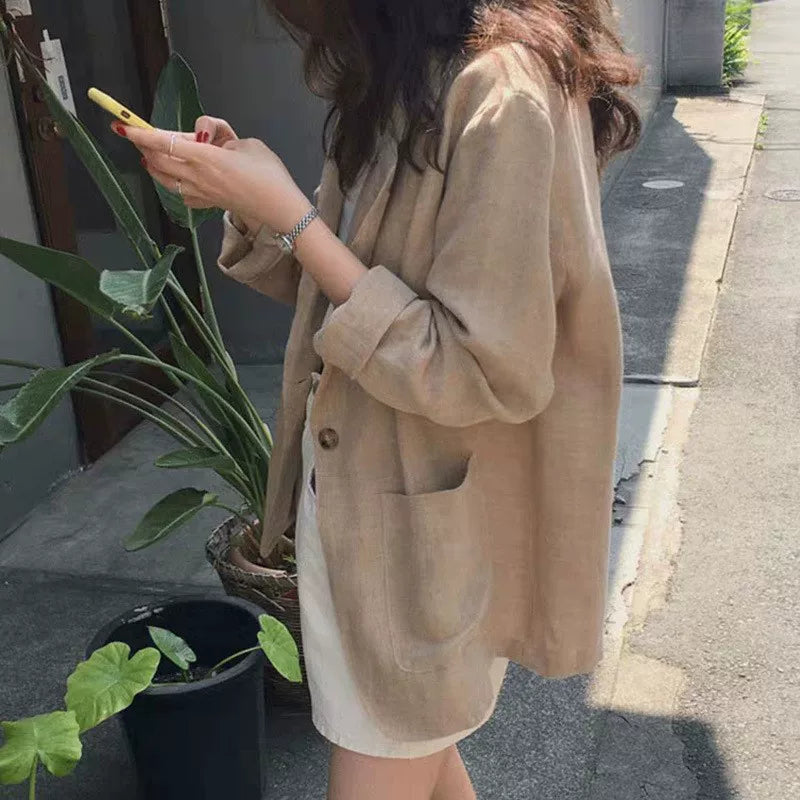 Áo Blazer Vest Cotton Linen Mỏng Dáng Rộng – Sang Chảnh Bigsize, Hè 2026