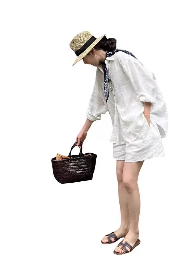 Set 2 Món Áo Sơ Mi Linen + Quần Short – Phong Cách Old Money Thư Giãn, Hè 2026