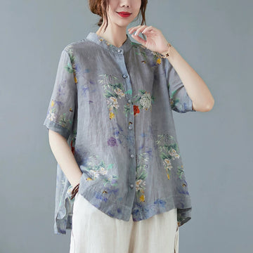 Áo Sơ Mi Tay Ngắn Cotton Lanh Che Bụng – Bigsize Cho Mẹ, Hè 2026