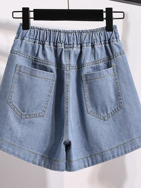 Quần Short Jean Cạp Cao Ống Rộng – Dáng Suông Bigsize, Hè 2026