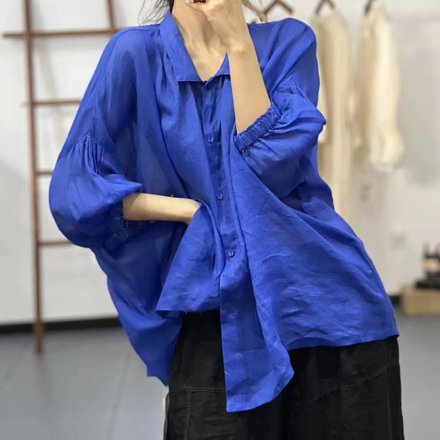 Áo Khoác Chống Nắng Vải Đũi Tay Dơi Babydoll – Mỏng Nhẹ Cardigan, Hè 2026