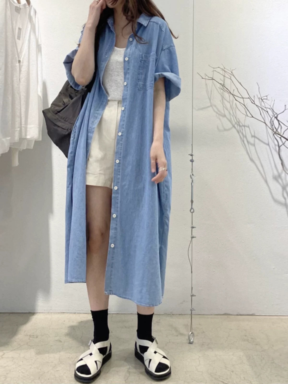 Đầm Jean Denim Dáng Sơ Mi Ngắn Tay – Vintage Tôn Dáng Bigsize