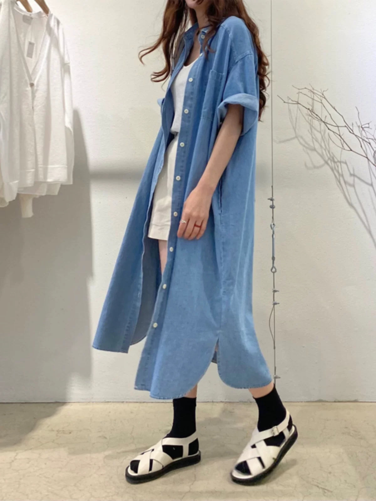 Đầm Jean Denim Dáng Sơ Mi Ngắn Tay – Vintage Tôn Dáng Bigsize