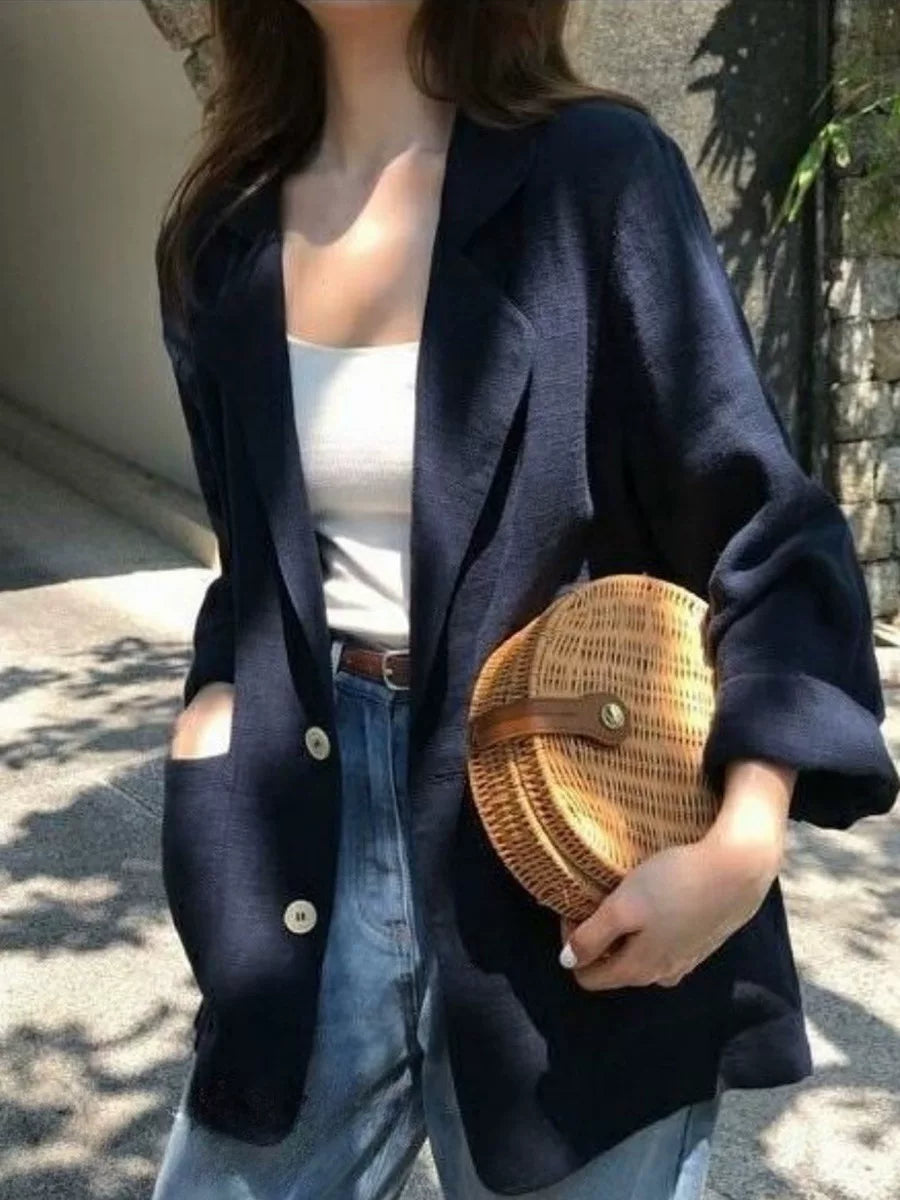 Áo Blazer Vest Cotton Linen Mỏng – Dáng Rộng Casual Chống Nắng Bigsize, Hè 2026