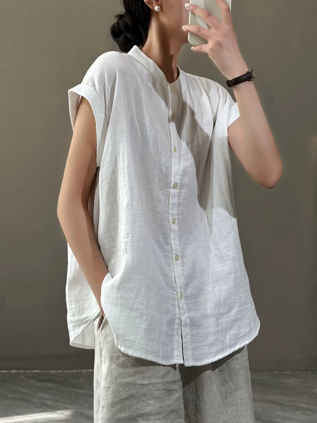 Áo Sơ Mi Cotton 2 Lớp Tay Raglan Dáng Rộng – Phong Cách Nhật, Bigsize Hè 2026