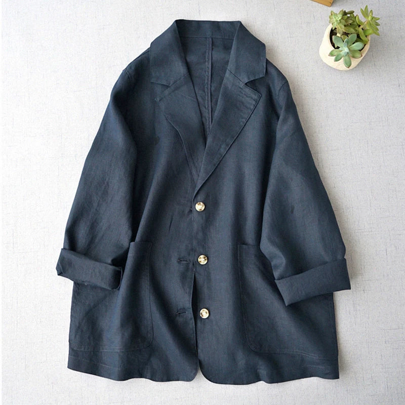 Áo Blazer Vest Ngắn Cotton Lanh Dáng Cardigan – Phong Cách Nhật Hàn, Hè 2026