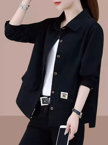 Áo Khoác Jacket Ngắn Tay Dài Phong Cách Công Sở – Dáng Rộng Thanh Lịch, Thu 2026
