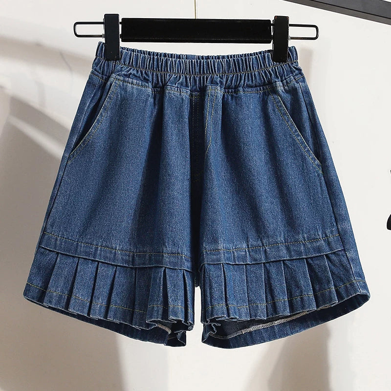 Quần Lửng Jean Wash Ống Rộng 5 Phân – Dáng Suông Bigsize, Hè 2026