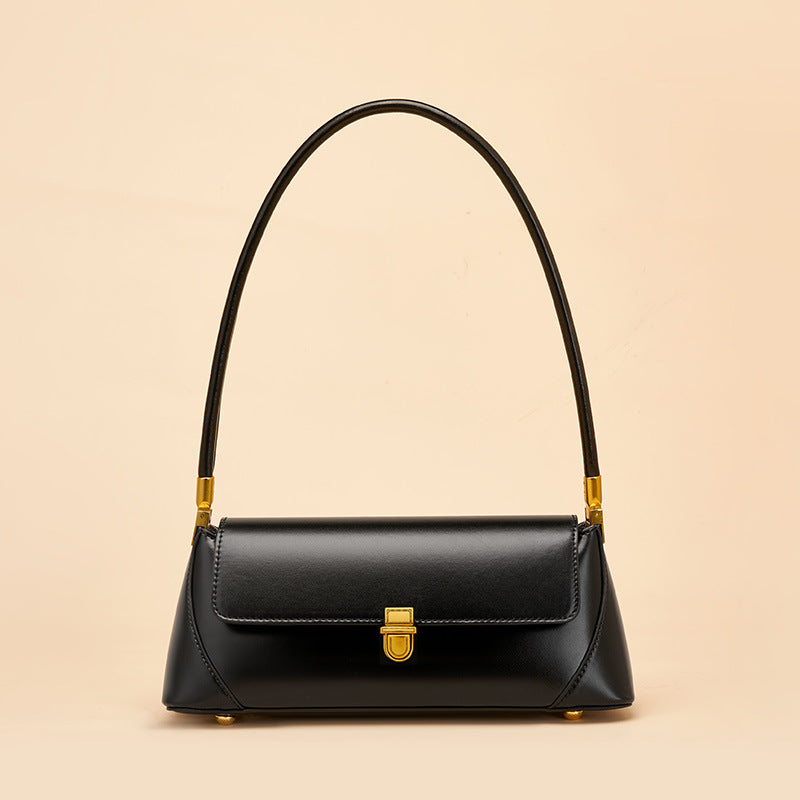 Women's 2026 luxury French style genuine leather baguette bag, small and chic, shoulder bag for summer, elegant pairing TX115250