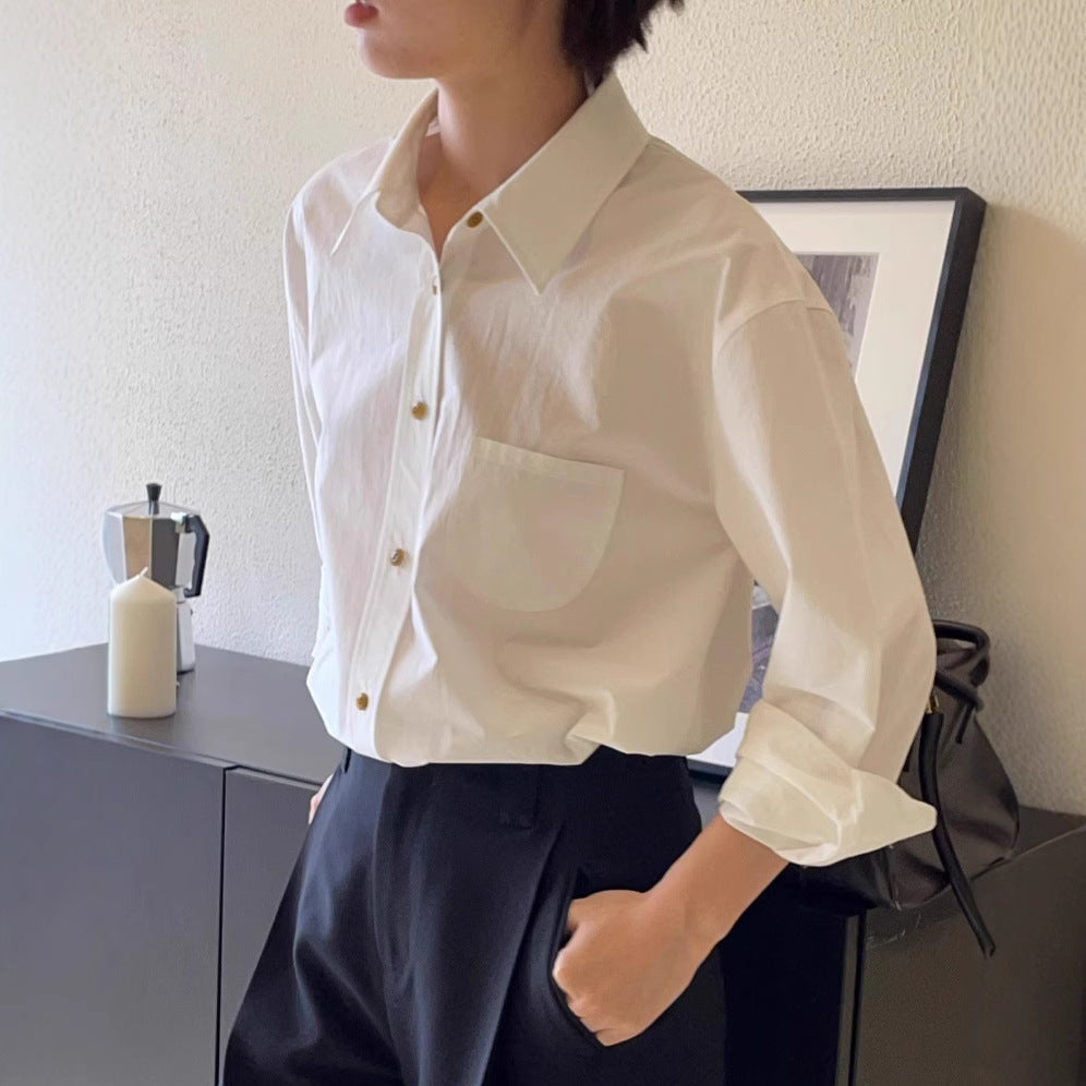 클래식 내추럴 베이직 코튼 셔츠 루즈핏 매치하기 쉬움