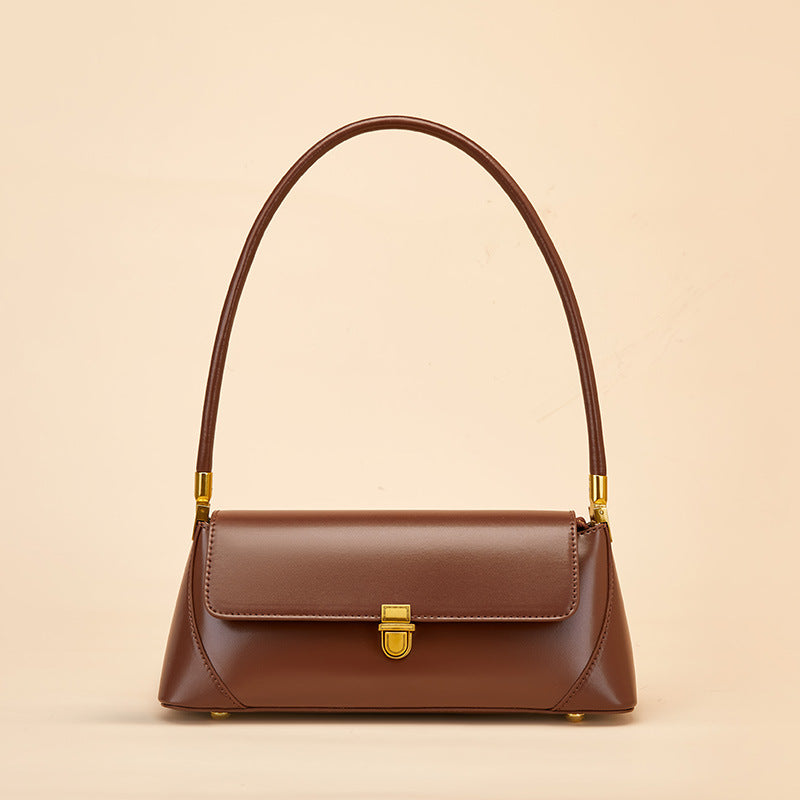 Women's 2026 luxury French style genuine leather baguette bag, small and chic, shoulder bag for summer, elegant pairing TX115250