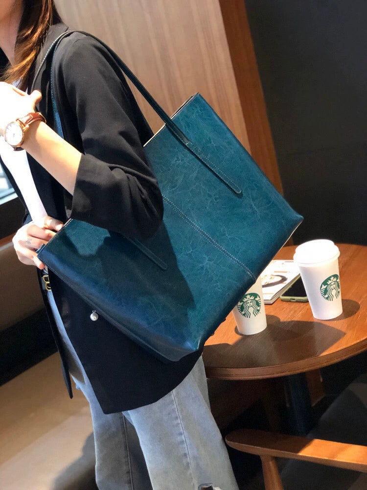 Women's Genuine Leather Tote Bag - Classic European & American Style - Large Capacity, Easy to Match for Work