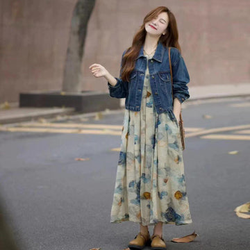 Đầm sát nách phong cách RETRO họa tiết nghệ thuật cho nàng đi chơi du licjk xu hướng bán chạy D123250