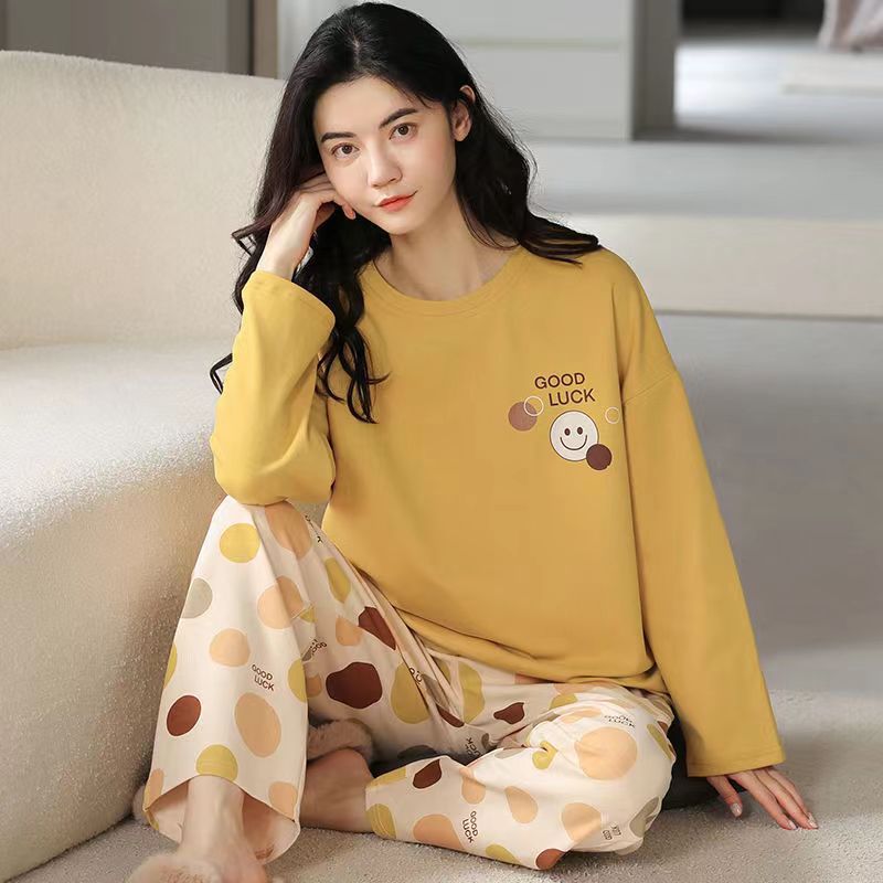Bộ đồ ngủ thun gân cao cấp họa tiết họa hình dể thương thu đông mới nhất D542240